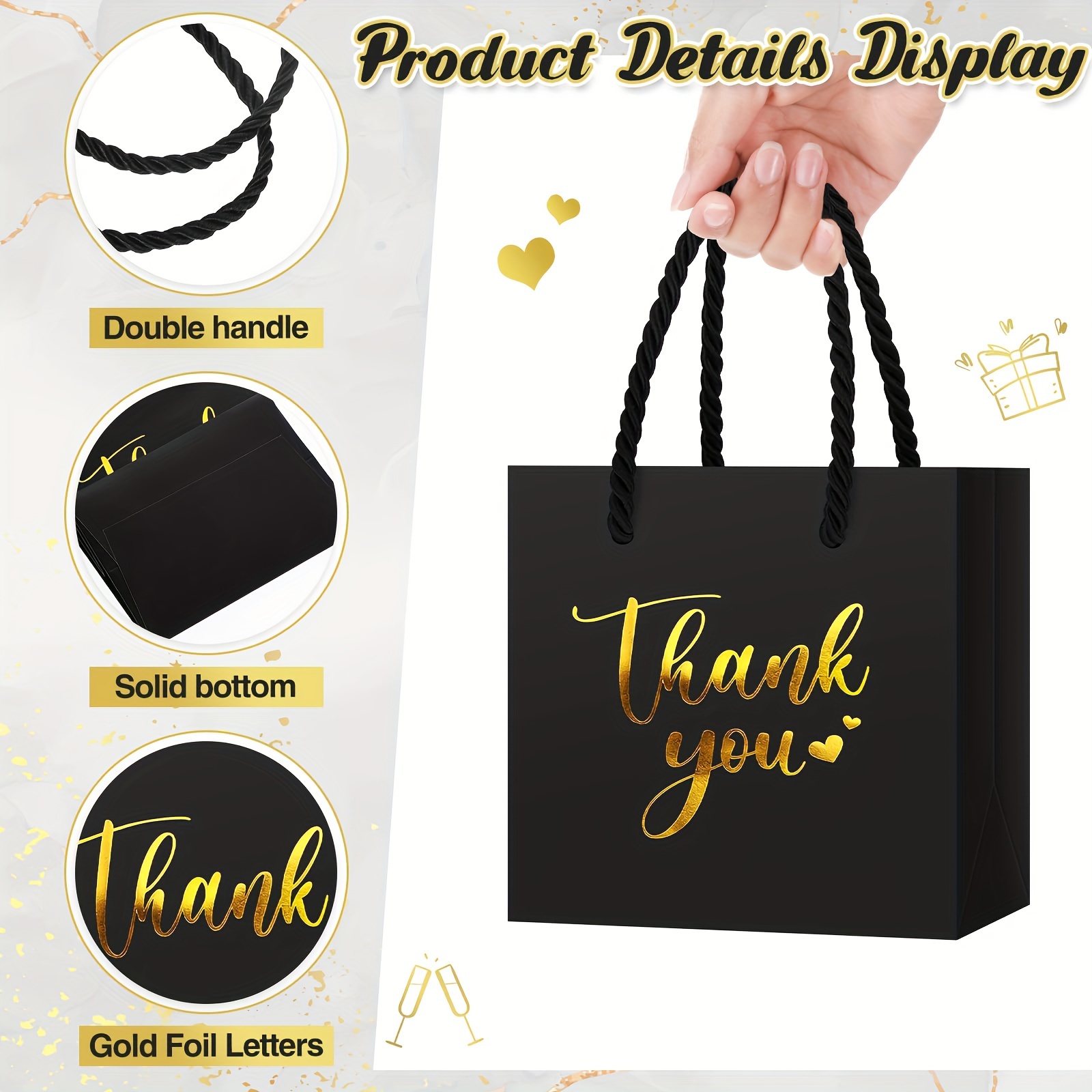 Mini Gift Bags Handles Small Thank Paper Bags Foil Christmas - Temu