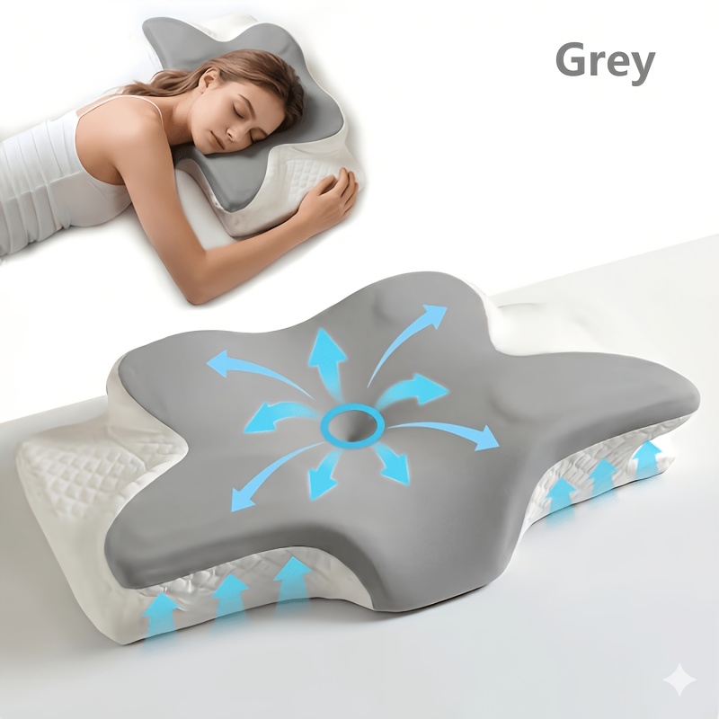 E-shop 1 Stück Schmetterlingsförmiges Memory-Schaum-Kissen Ergonomisches Nackenkissen mit langsamer Rückstellfunktion Entspannungskissen für Rücken-
