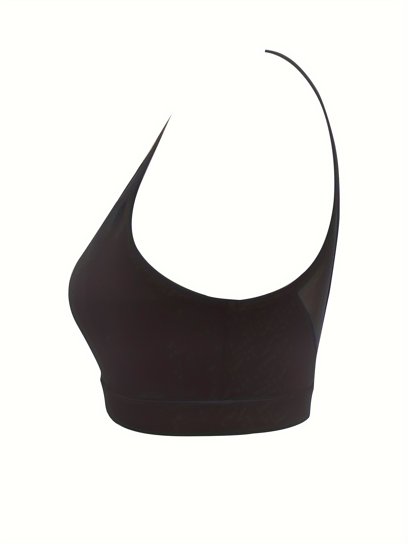 Breathable Mesh Insert Sports Bra for Women - Low V-Neck, Solid Color,  Perfect for Workouts and Activewear