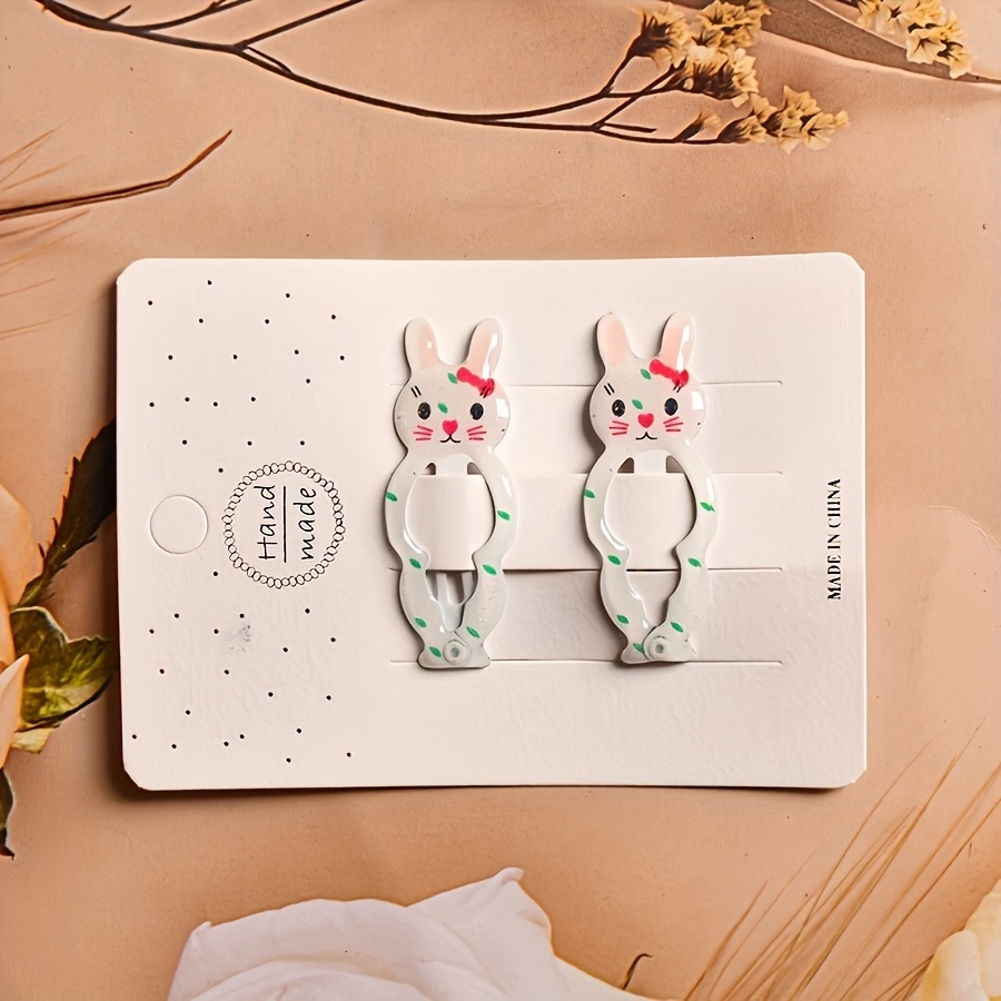 2/6/12pcs Korean Headwear Female Cat Rabbit Animal Colorful Cartoon BB Clip Cute Glue Hair Clip Bang Edge Clip