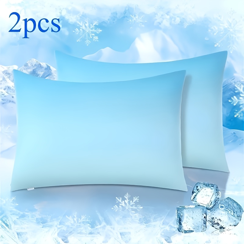 2pcs cooling pillowcases arc     0 5 gradient cool pillowcases for hot sleepers with hair and skin   machine washable hidden cooling pillow covers gradient blue