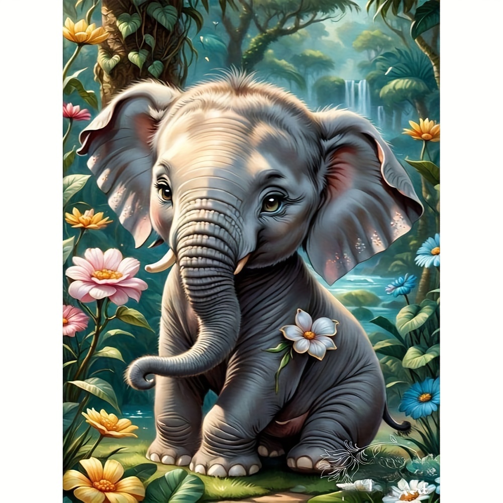 

1pc 30x40cm/11.8x15.7in Frameless Silly Little Elephant Diamond Art Painting Kit 5d Diamond Art Set Painting With Diamond Gems, Arts And Crafts For Home Wall Decor