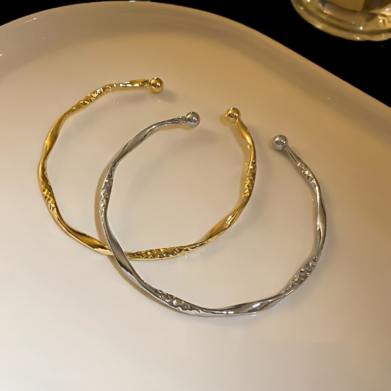 Stylish Women's Open Bangle Bracelet with Golden Pattern