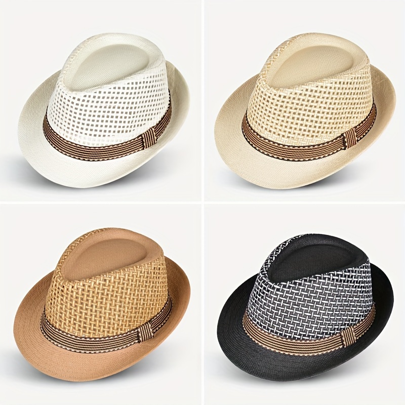 1pc Summer Mens Straw Hat Spring Jazz Hat Sunshade Men Straw Hat Casual  British Style Cool Thin Hat, Shop Now For Limited-time Deals