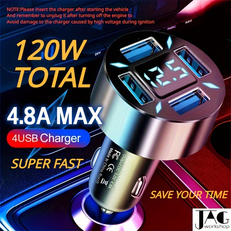 

Fast-charging 4.8a With 4 Usb Ports & Digital Display - Ideal For Multiple Devices, Perfect Gift For Holidays & Special Occasions