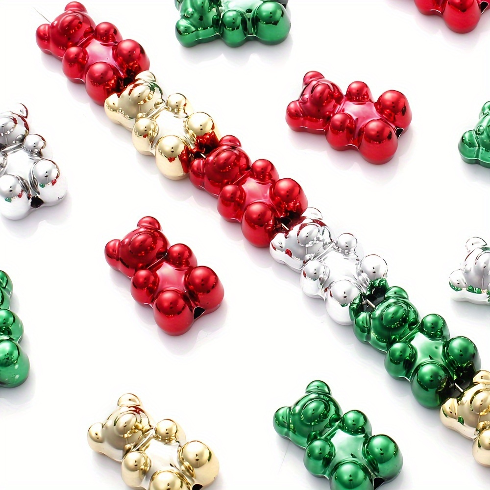 

10pcs Christmas Acrylic Colored Teddy Bear Beads For Di Necklaces Bracelets Jewelry Keychains Jewelry Decoration