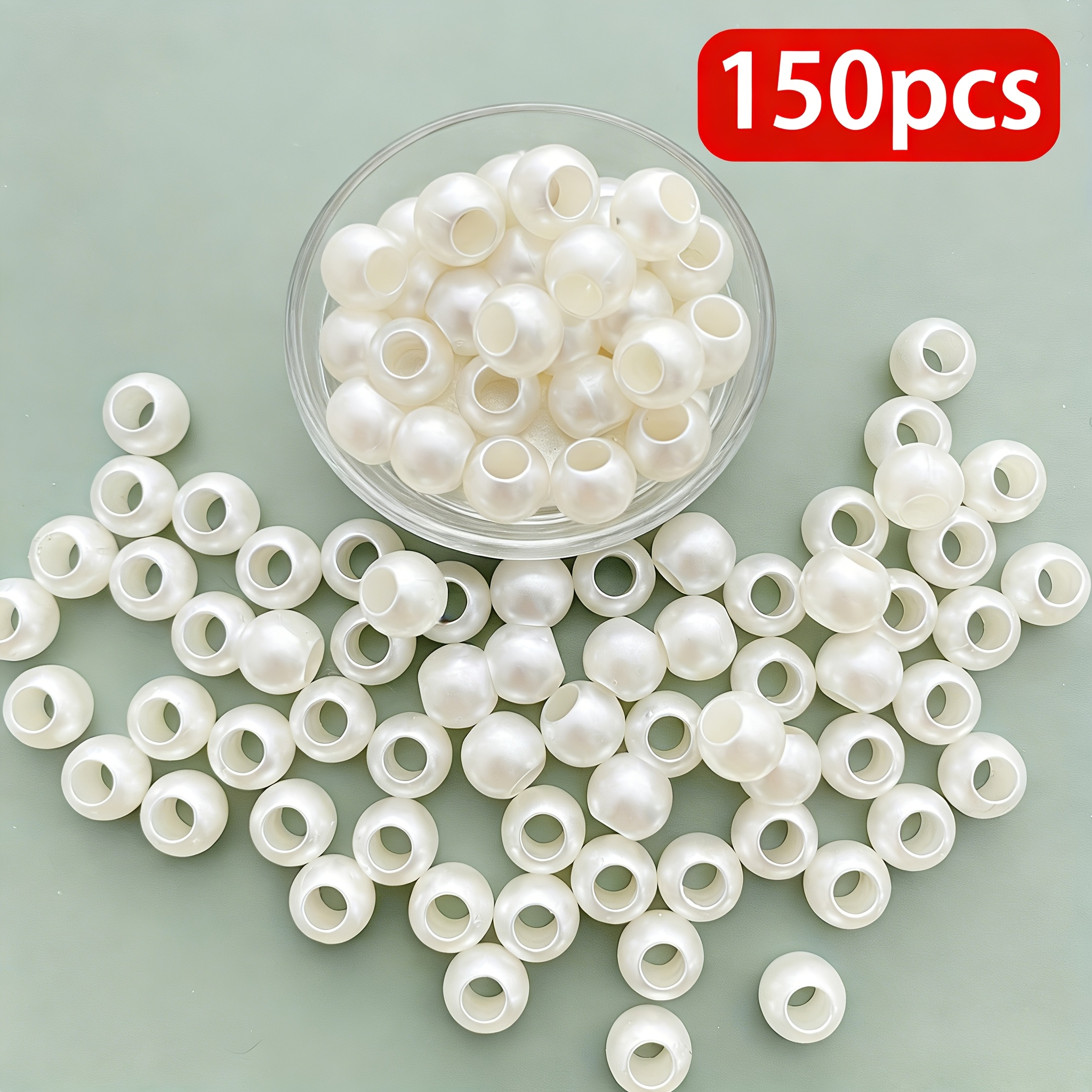 TEMU 150pcs Of 10mm Large Hole Beads For Threading Thick Ropes, Suitable For Headwear And Fashion Additions In Projects
