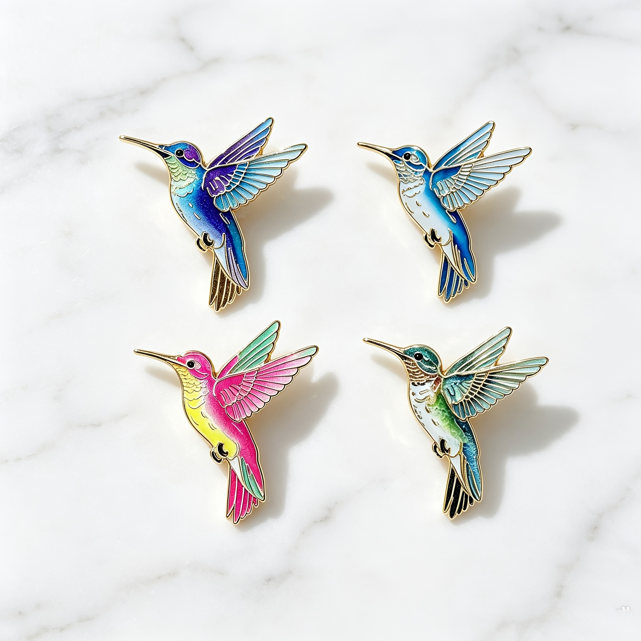 TEMU 4pcs Set Of Colorful Hummingbird Brooches, Couple Style And Best Friend Style, Fashionable Lapel And Bag Badge Decorations, Unisex Style For Men
