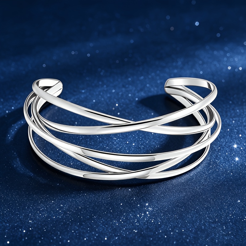 TEMU Bracciale irregolare a linee in acciaio inossidabile da donna, un accessorio minimalista e per feste casual. � un regalo di gioielleria da donna