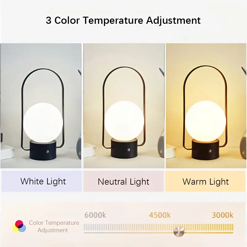 dimmable led table lamp usb rechargeable touch controlled desk light color changing indoor night light with polished iron and plastic non waterproof for home decor bedside room Product details 2