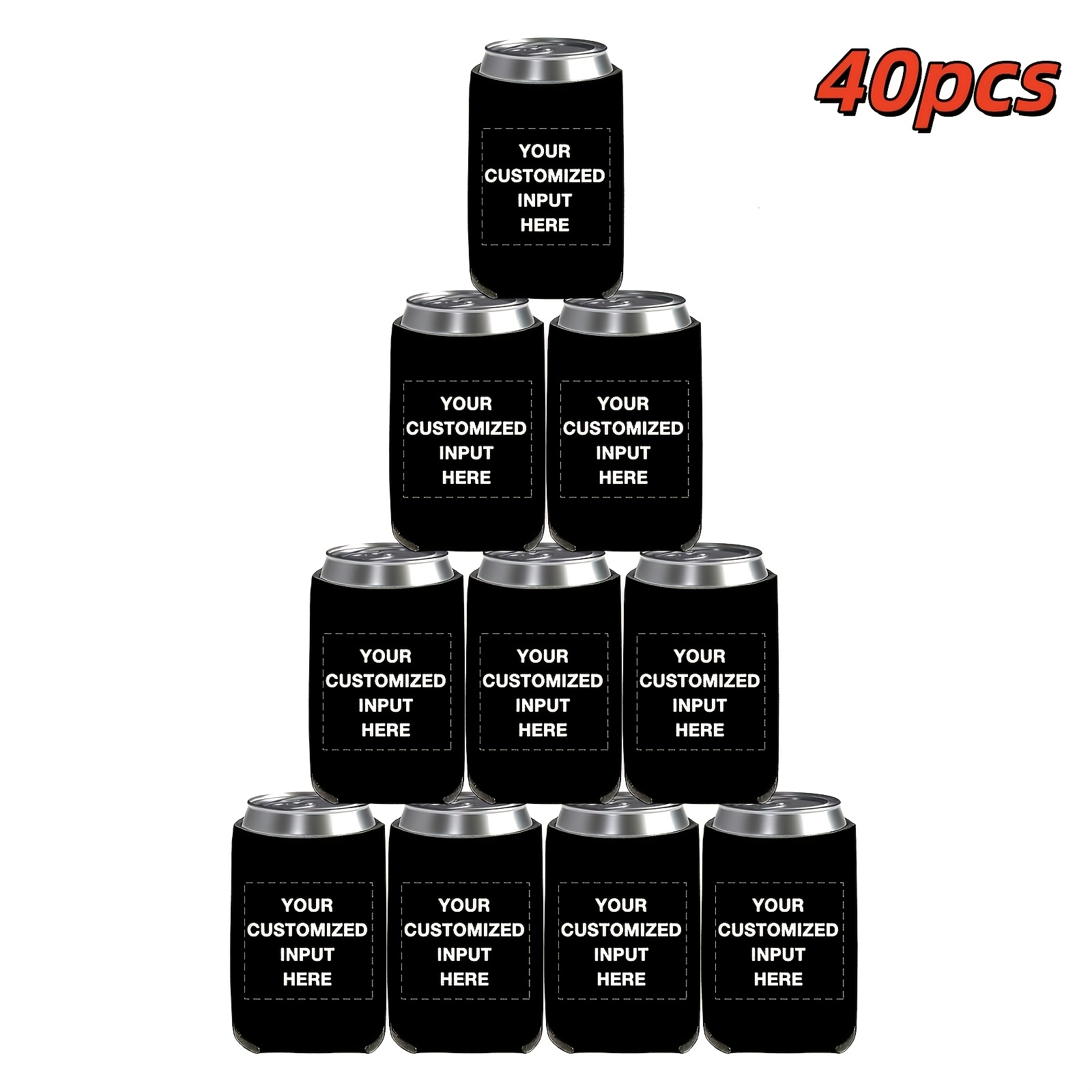 TEMU 20/40/80pcs Optional Custom Easy-pull Can Sleeves, Size 10 X 9.5cm, Customizable With Your Photos Or Logos, Suitable For Canned And Bottled