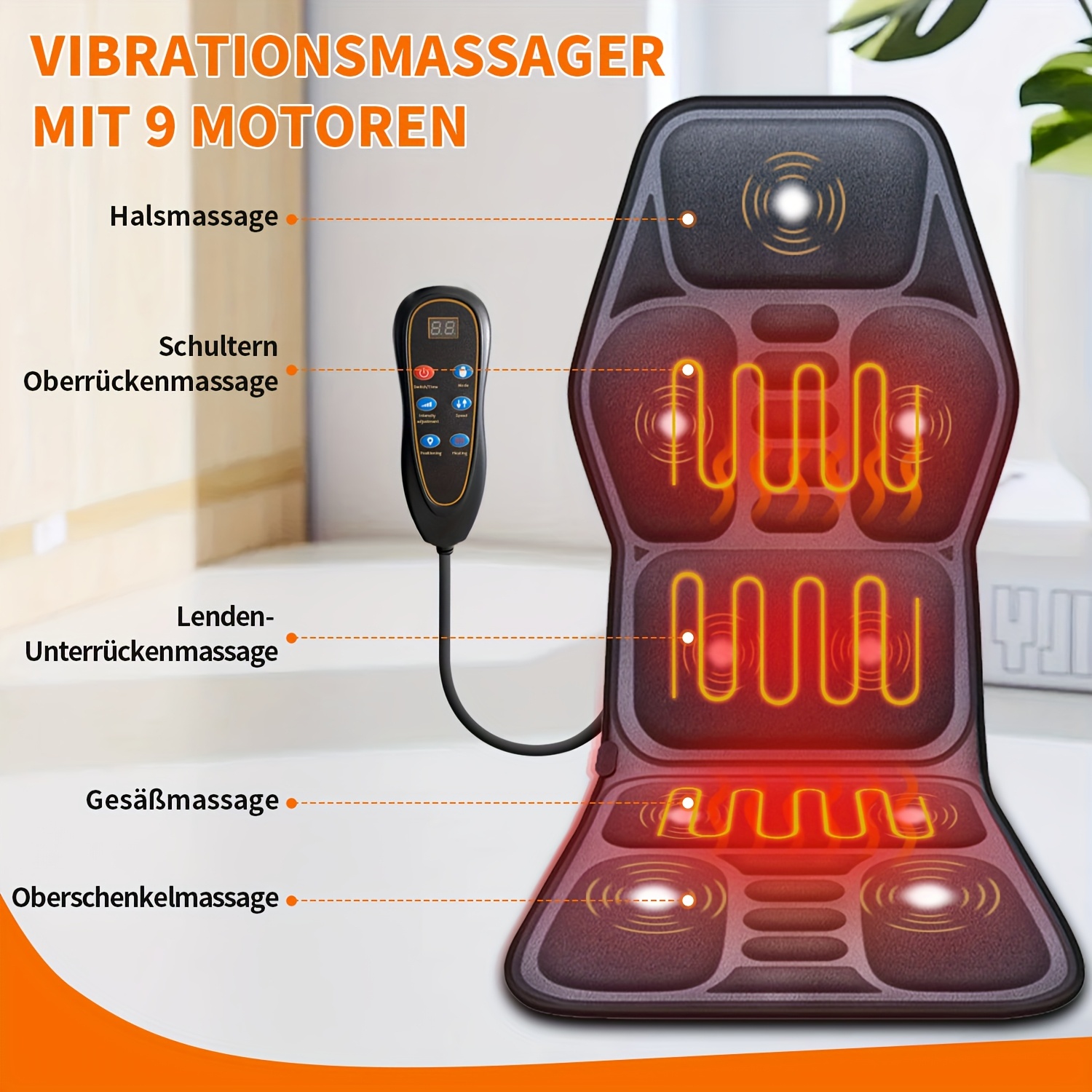 YUNSHAW Masažo Pagalvėlė Sofai, Kėdžių Masažuoklis su Šildymu, Patobulintos Sėdynės, Juosmens Traukimas ir Atsipalaidavimas, 9 Vibracijos Varikliai & Dvigubas Nugaros Šildymo Kilimėlis, Viso Kūno Masažeris Nugarai, Liemenims, Klubams, Kojuoms – Puiki Dovana Mamai/Tėčiui/Moterims/Vyrams