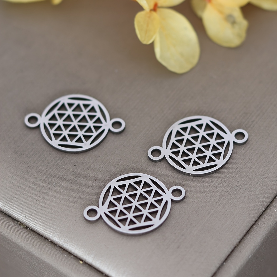 Image of 3pcs Hollow Charms Connector Craft Additions Charms For Jewelry Making Earrings Bracelets Necklace Stainless Steel Pendant