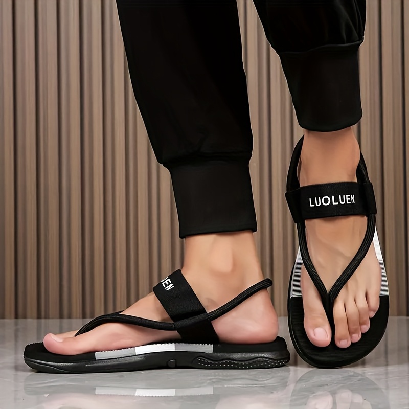 mens casual two way wear slide sandals slip on reversible design with navy red stripes breathable fabric upper cushioned eva insole for beach outdoor daily use Product details 1