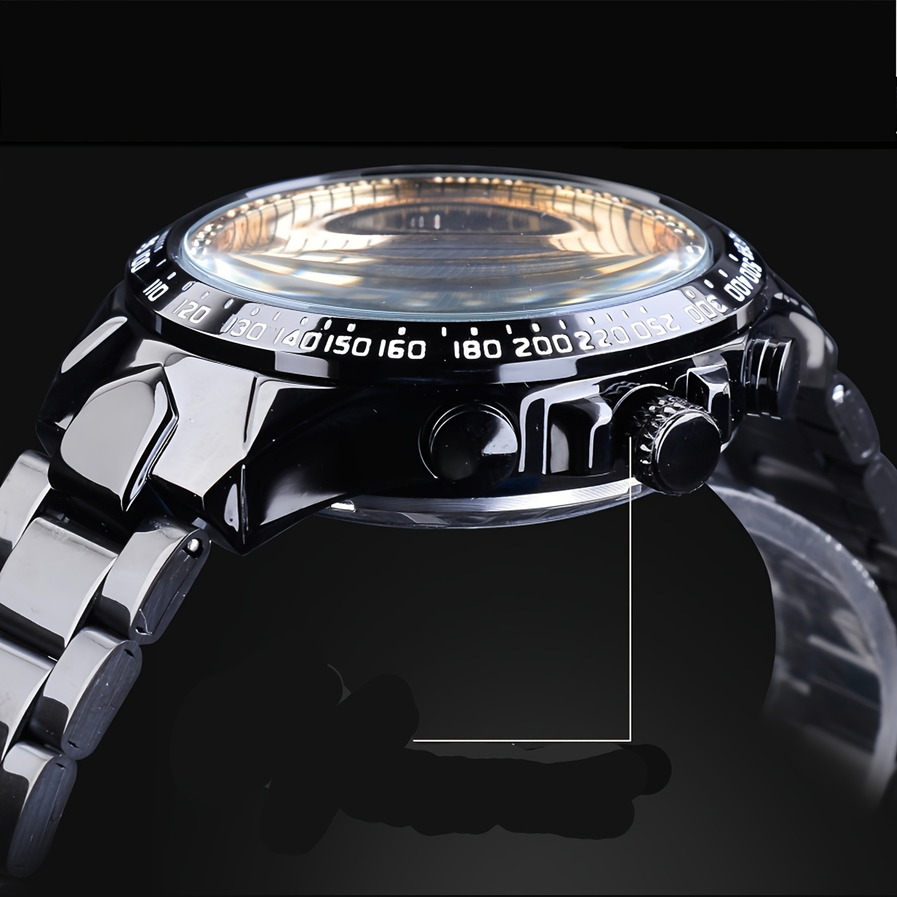 Mechanical Sport Design Bezel Men's Watch, Hollow Dial