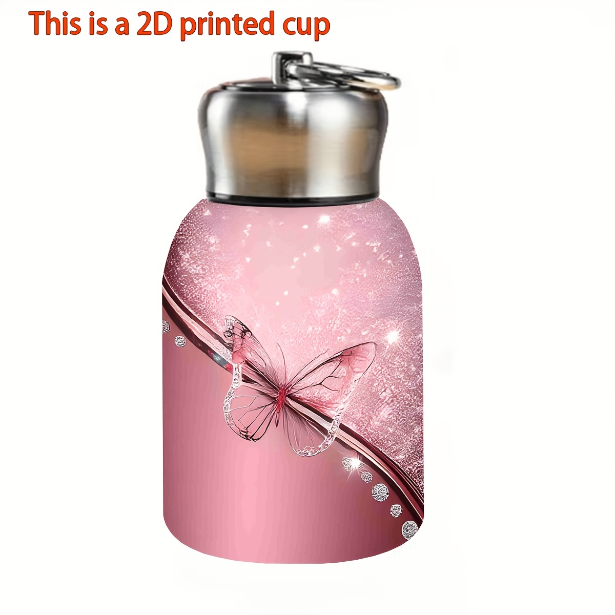 TEMU 1pc 10.5oz Stainless Steel Insulated Tumbler, 2d Printing With Pink Pattern, Leak-proof, Office Mug, Commuter Mug, Perfect Valentine's Day Gift,