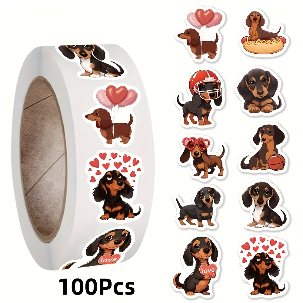 TEMU Rotolo da 100 adesivi a forma di animale adatti per sacchetti regalo, decorazioni per feste, etichette - Glitter multicolore adatti per fogli di