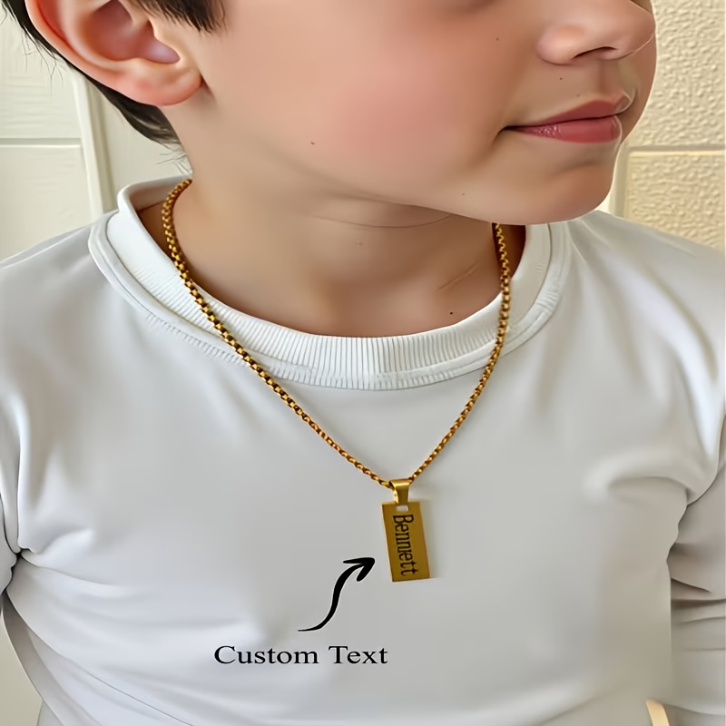 TEMU Collar con personalizado, ideal para niños, hombres y adolescentes, de acero inoxidable 304. collar fácil de hacer y a un colgante extraíble, un
