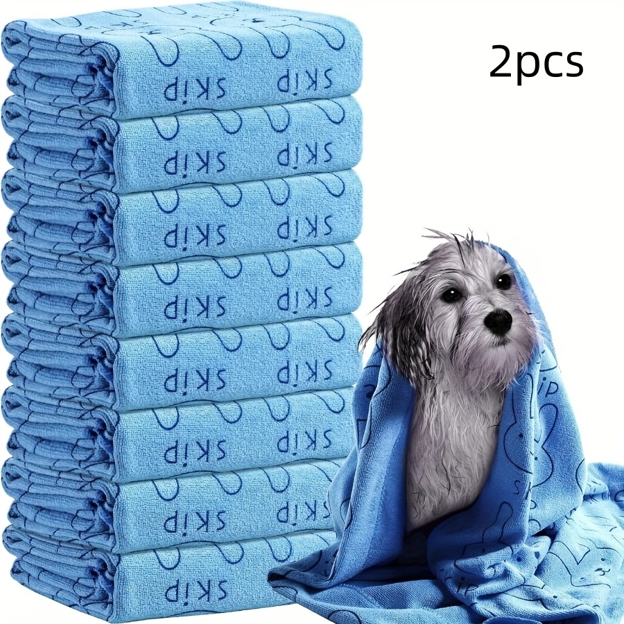 TEMU 2pcs Quick-dry Microfiber Dog Towels - Absorbent And Durable Pet Bath Towels For Grooming, Ideal For Small To Large Breeds, Without Battery