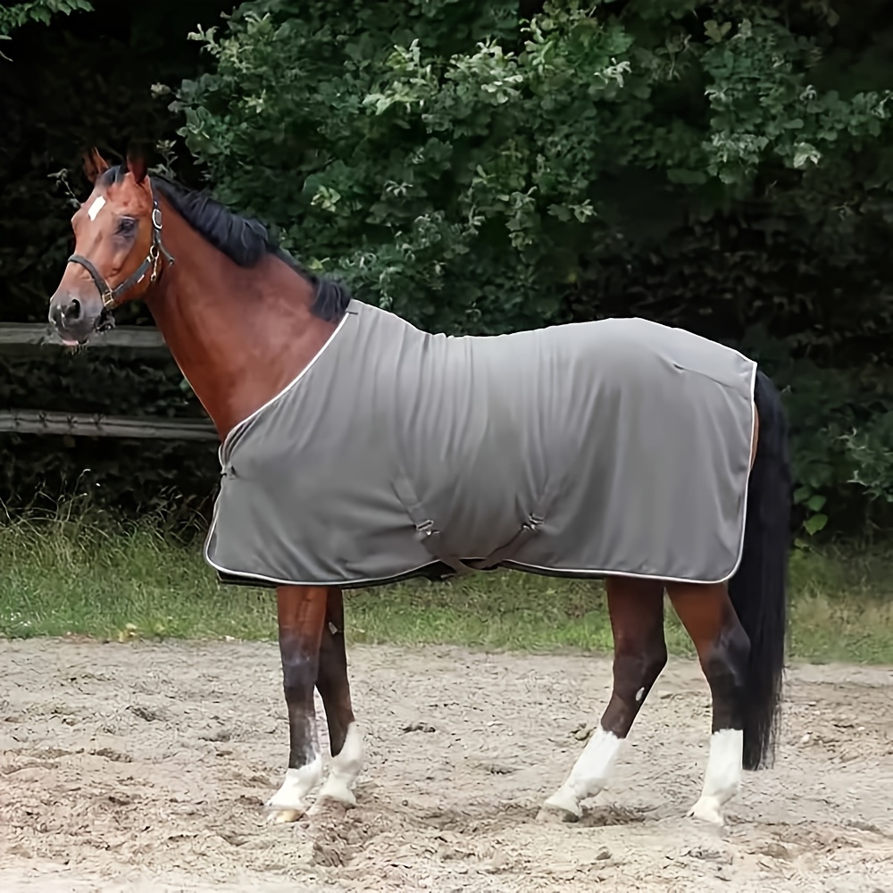 

1pc Winter Horse Blanket With Soft Flannel Lining, Breathable Sweat-absorbing Equestrian Riding Gear, Adjustable Straps For Horses