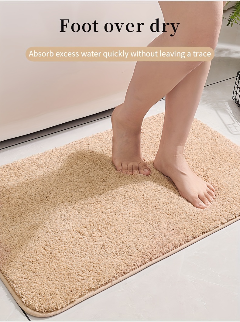 solid color short plush beige gray   brown bathroom mat 1pc   brand high quality thick ultra soft bathtub carpet plush absorbent non slip bathroom mat fade resistant comfortable carpet Product details 2