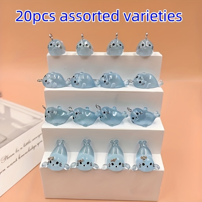Image of 2d Flat, 20pcs Random Mix New High-quality Luminous Resin Charms, Small Marine Animal Pendants For Making And Findings, Flatback Charms. A For