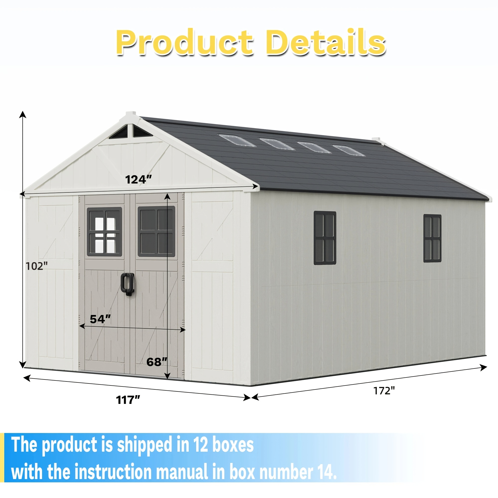   plastic outdoor storage shed with floor 8 x 6ft 10x14ft 10 x16ft resin tool garden shed with diy window and lockable door outside   shed for patio garden backyard lawn beige
