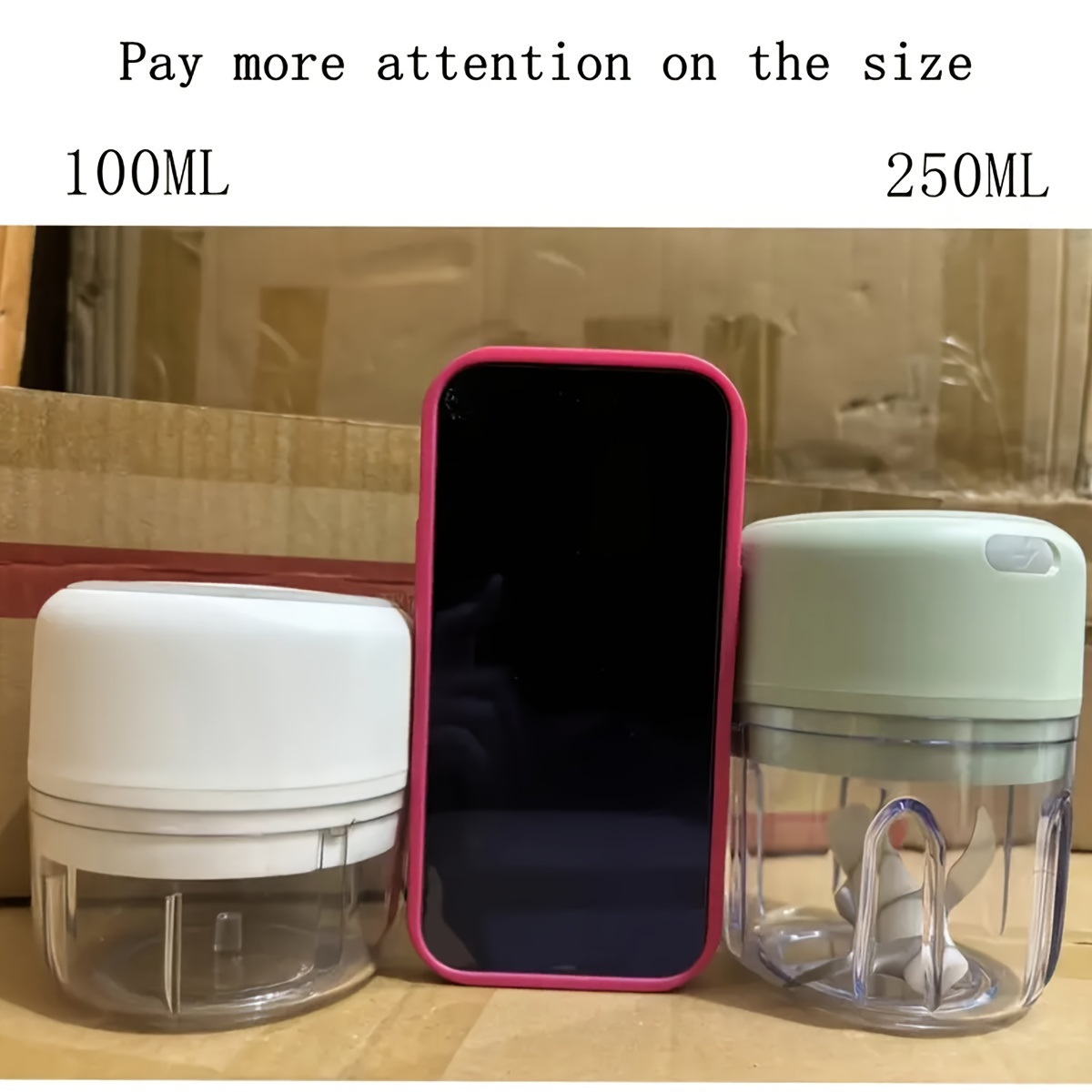 1pc Electric Garlic Chopper, Mini Portable Veggie Chopper, 250ml Garlic Grinder Masher Onion Chopper, Blender to Vegetable, Wireless Food Processor for Ginger, Chili, Fruit, Meat, etc