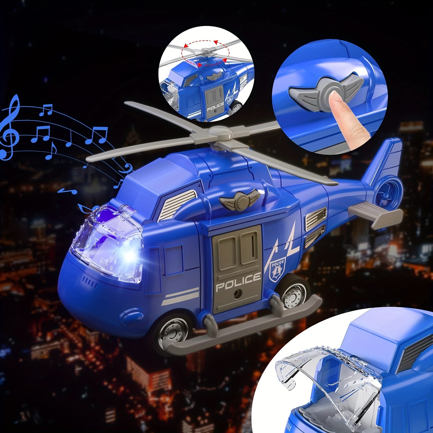 4 Pack Emergency Vehicles For Kids, Helicopter, Police Car, Fire Truck, Ambulance Friction Powered Toys For Kid, Gifts For Age 3-12 Boys Girls