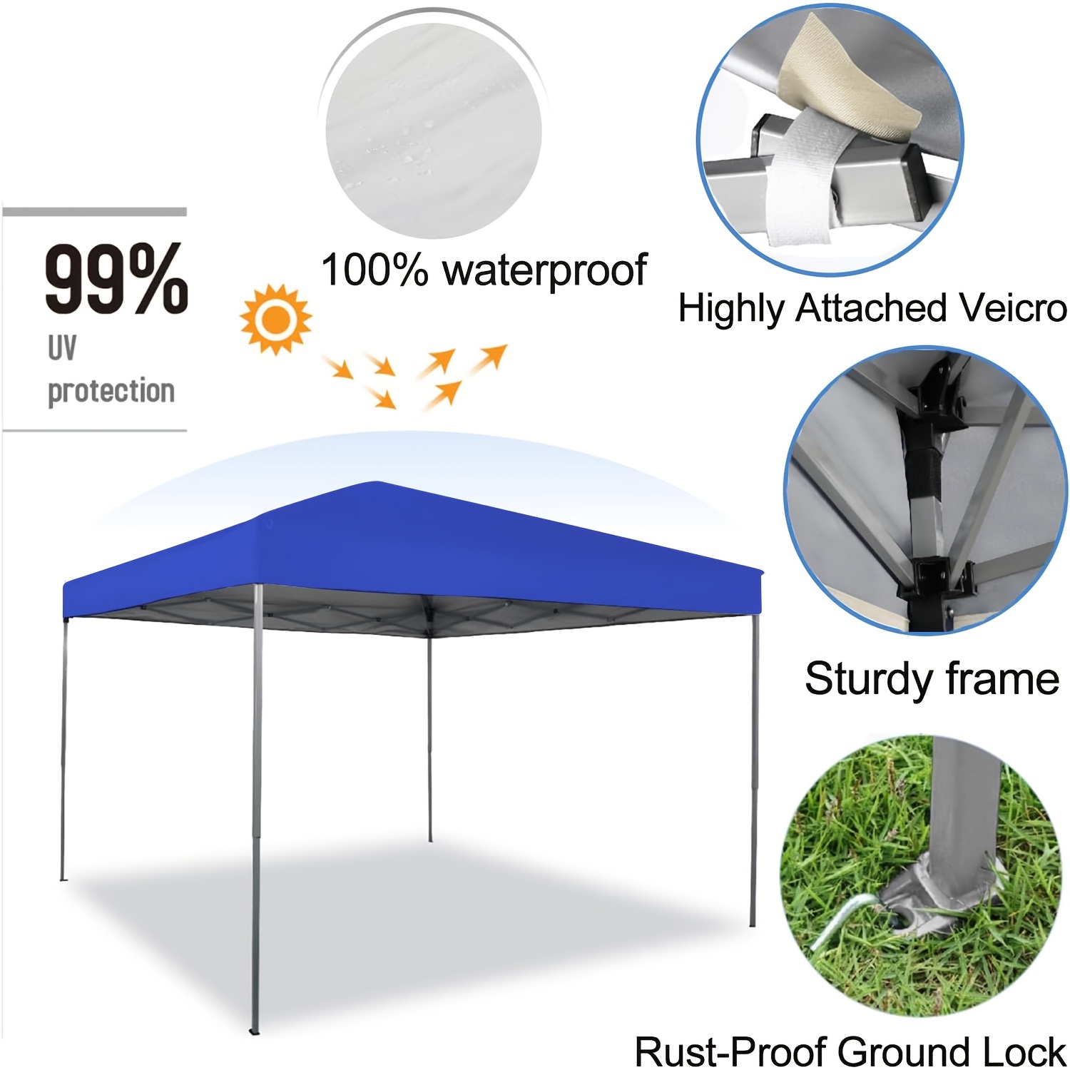 GVDV Canopy Tent, 10x10 Ft Easy Pop Up Outdoor Canopy Tent, Folding Shed, Portable Straight Leg Gazebo Instant Canopy With 4 Ropes, Outdoor Beach Sports Shelter With Carry Bag