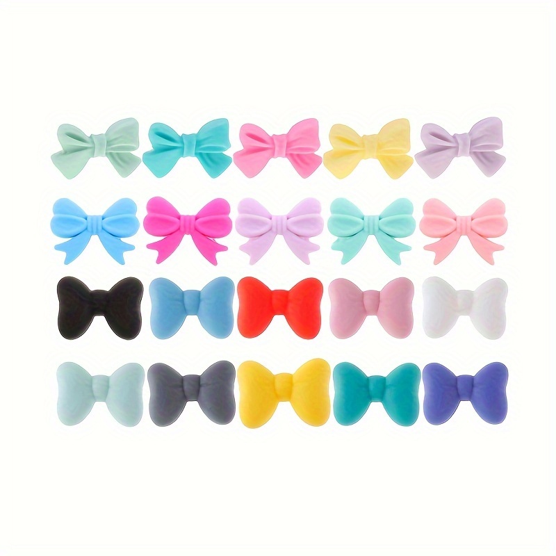 

10-pack Fashionable Bowtie Shaped Silicone Beads, Multi-color Diy Jewelry Making Bracelet, Keychain, Necklace Beading Craft Supplies