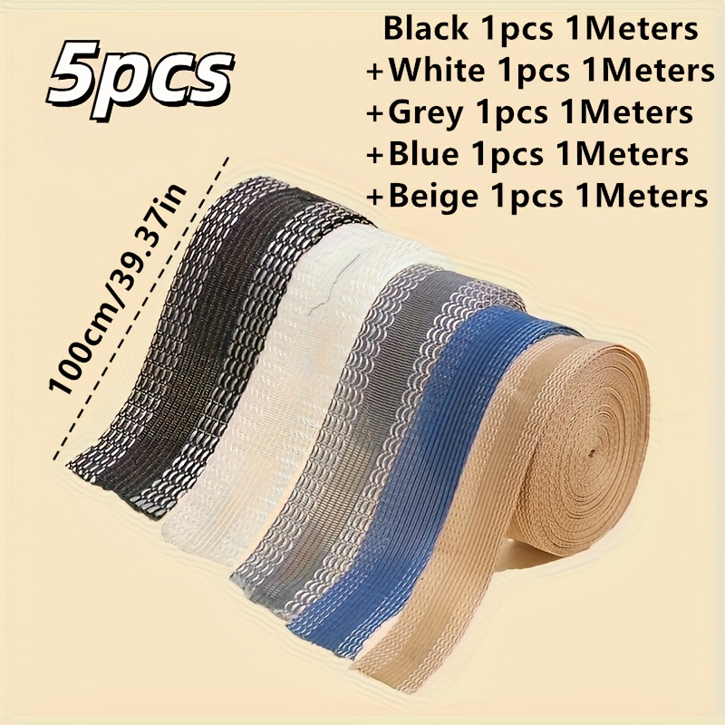 TEMU 5pcs Pants Hemming Tape - No-sew, Durable White Fabric Repair Strips For Cuffs, Hem Shortening, And Cuff Rolling. Self-adhesive Iron-on Hem Tape