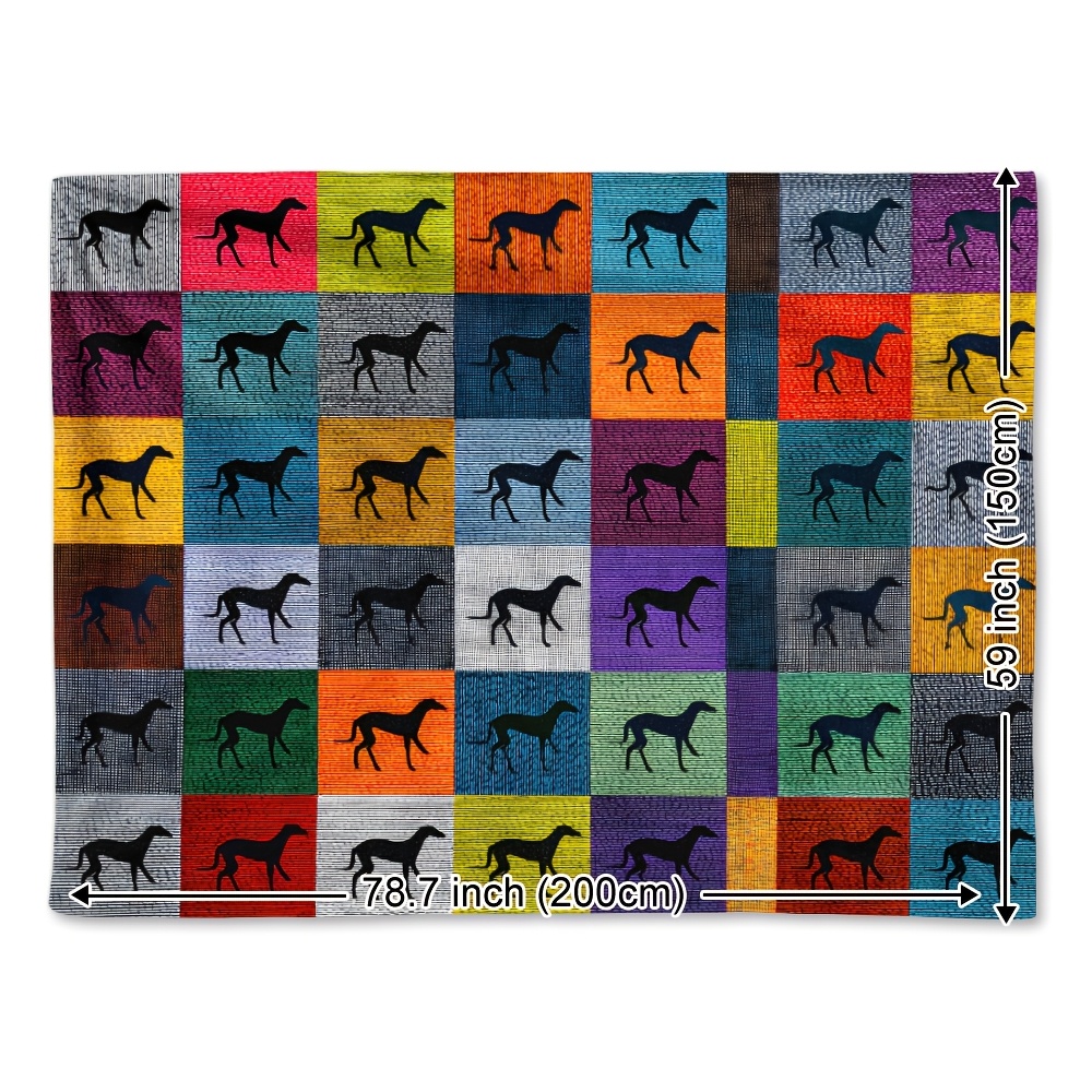 TEMU 1pc, Greyhound Dog, Black And White Flat Lay, Vintage, Minimalist, Artistic, Soft And Warm Printed Blanket, Gifts For , , Family, And Lovers For