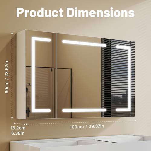 item picture bathroom cabinet with mirror and led lights wall mount bathroom mirror with storage dimmable 3 color temp wall mounted storage cabinet 100 16 60cm