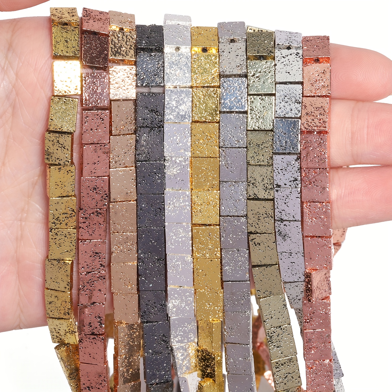 

Assorted Colors 8x7mm Aaa Natural Stone Cubes - Lava Spacer Beads For Making, Ideal For Crafting Unique Bracelets & Necklaces, Beads For Jewelry Making