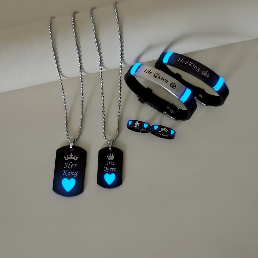 glow in queen stainless steel couple Temu Philippines