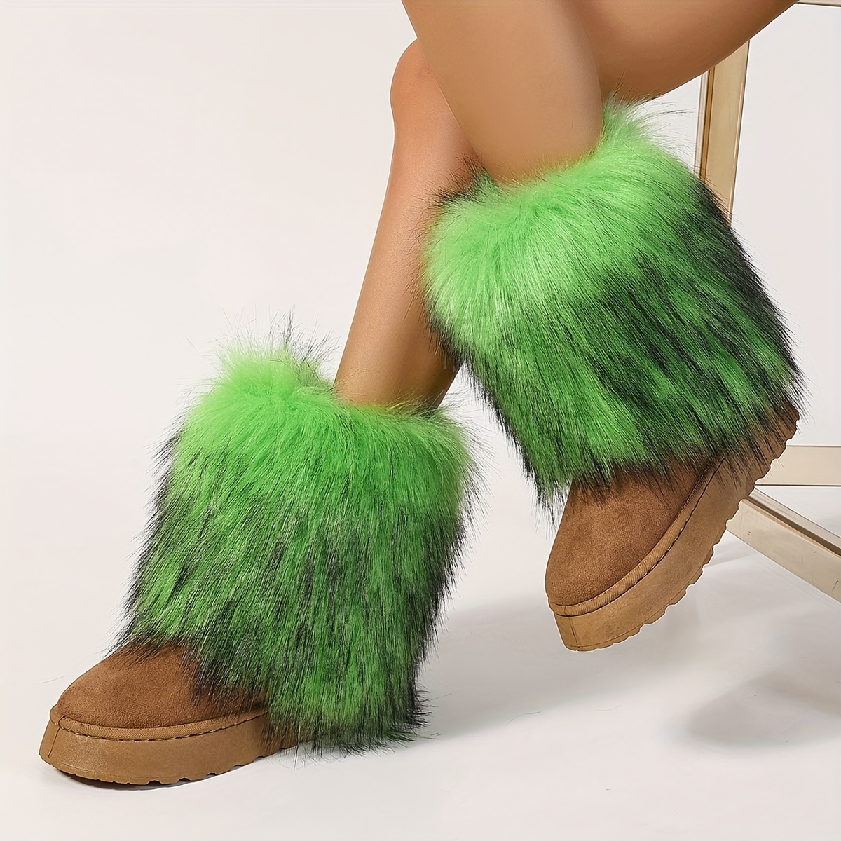 womens fluffy faux fur boots platform slip soft sole plush - Temu