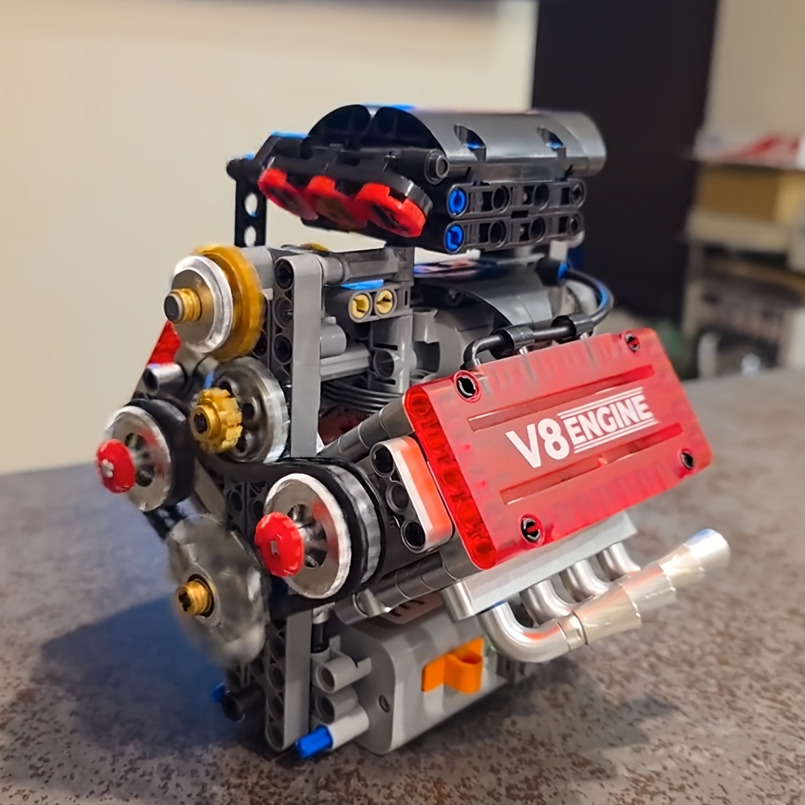 TEMU Super Large Dynamic Building Kit Electric Functional Simulation Car Engine Stem Assembly Blocks