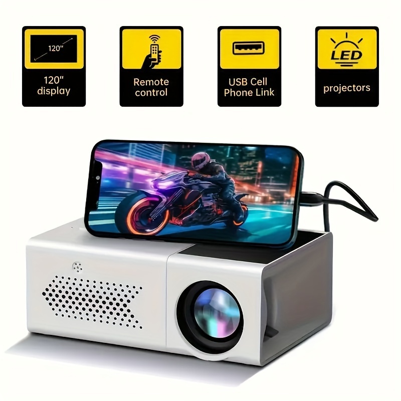 TEMU Okg Hd Projector, 1080p Full Hd 3d Ready, Usb Rechargeable, Desktop Projector , 3000-99999