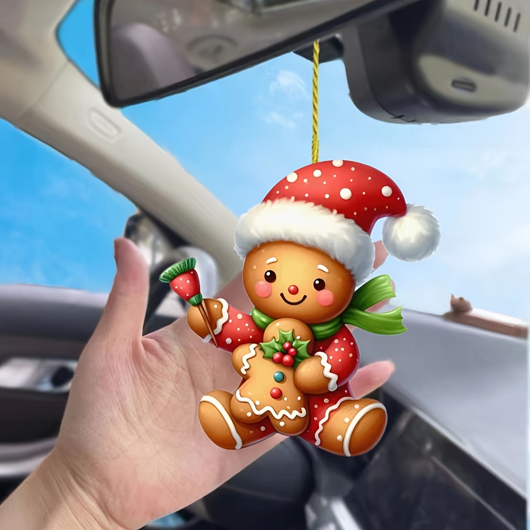 

1pc Acrylic Gingerbread Man Christmas Ornament, Festive Decoration Hanging Charm For Mirror, Keychain, And Party Supplies