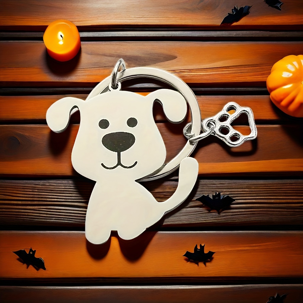 

1pc Cartoon Dog Stainless Steel Keychain - Perfect Gift For Pet Lovers, Ideal For 's Bags, Backpacks, And Car Keys Accessory, Dog Accessories