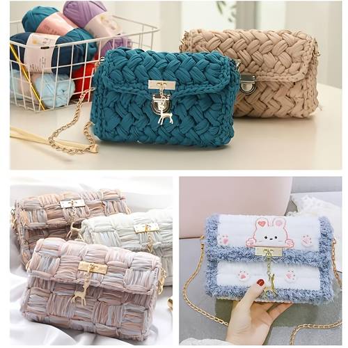 diy crochet bag making kit with light golden alloy clasp crossbody chain and plastic mesh canvas sheets complete set for crafting handbags crochet supplies diy wallet making