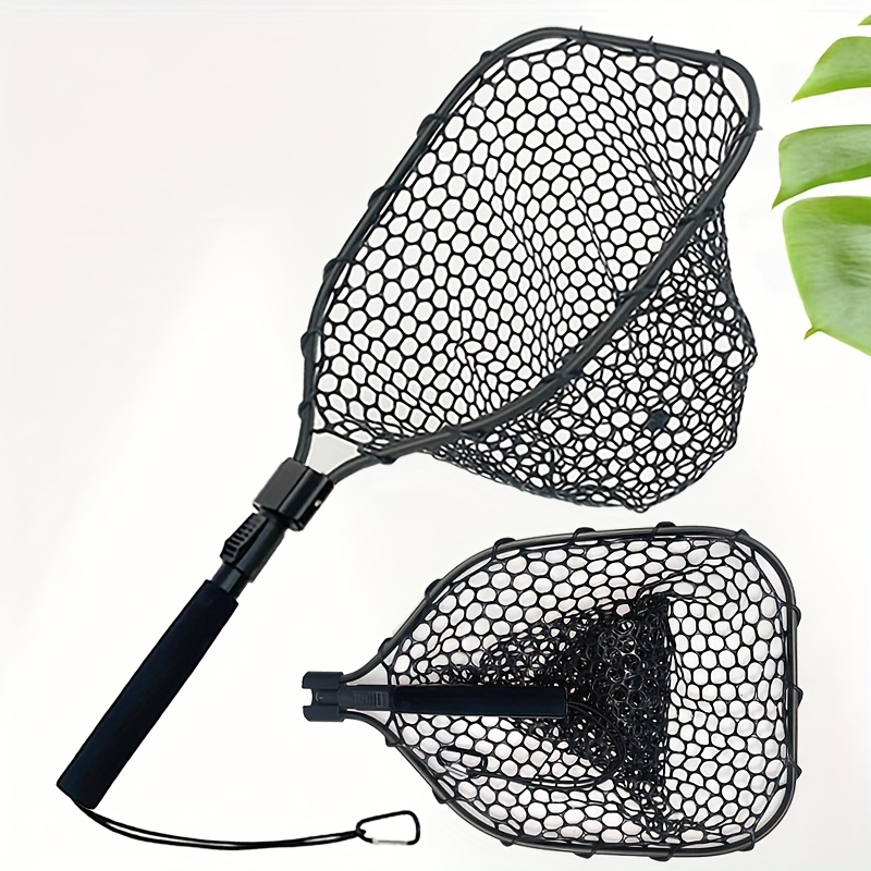 aluminum alloy folding net small hand net aluminum alloy frame silicone net pocket short handle foldable for easy carrying total length 64 5cm 25 39in 0