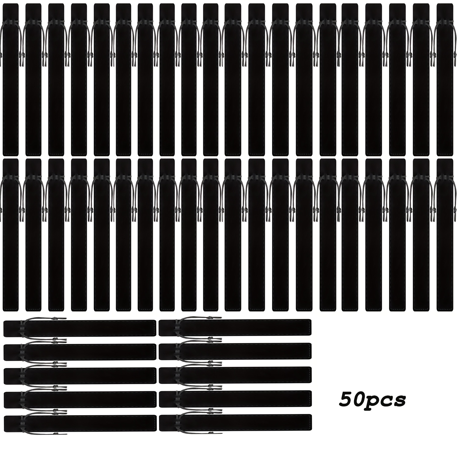 50pcs Velvet Pen Pouch With Drawstring - Velvet Pen Bag Case Pen Holder Pencil Bag For Pen & Pencil