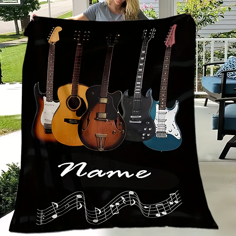 

1pc Guitar Flannel Blanket - Contemporary , , , , 200-250gsm, Hypoallergenic, Tear-, Washable, For , Bed, , , , , Theme