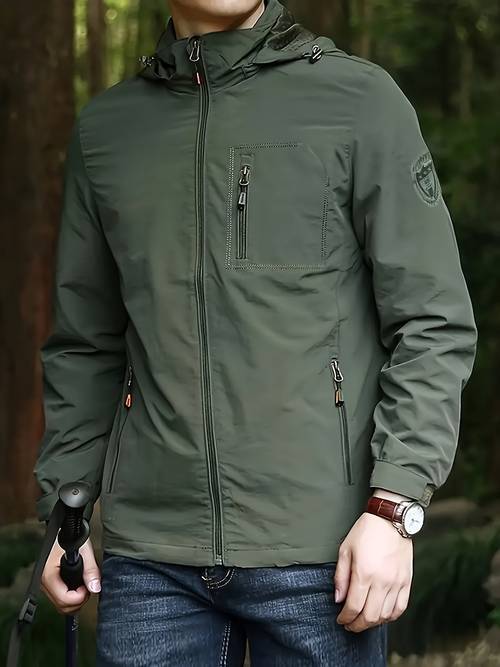 mens with a hood suitable for hiking traveling and running a breathable casual coat a thin coat