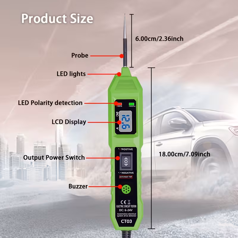 circuit tester 6 24v automotive electric circuit tester with voltage display led light with a buzzer power circuit probe kit for all vehicles Product details 0