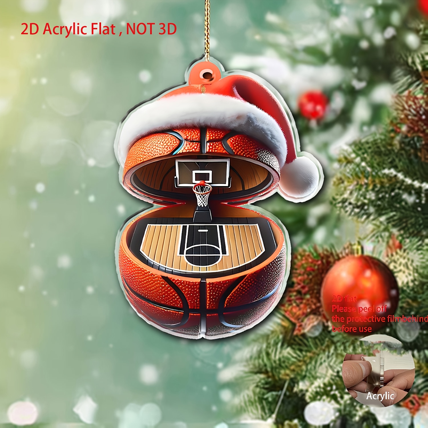 TEMU 2d Flat, 2d Flat 1pc Creative Personality Basketball Lover 2d Acrylic Indoor Car Rearview Mirror Pendant Accessory Decoration Hanging Ornament,