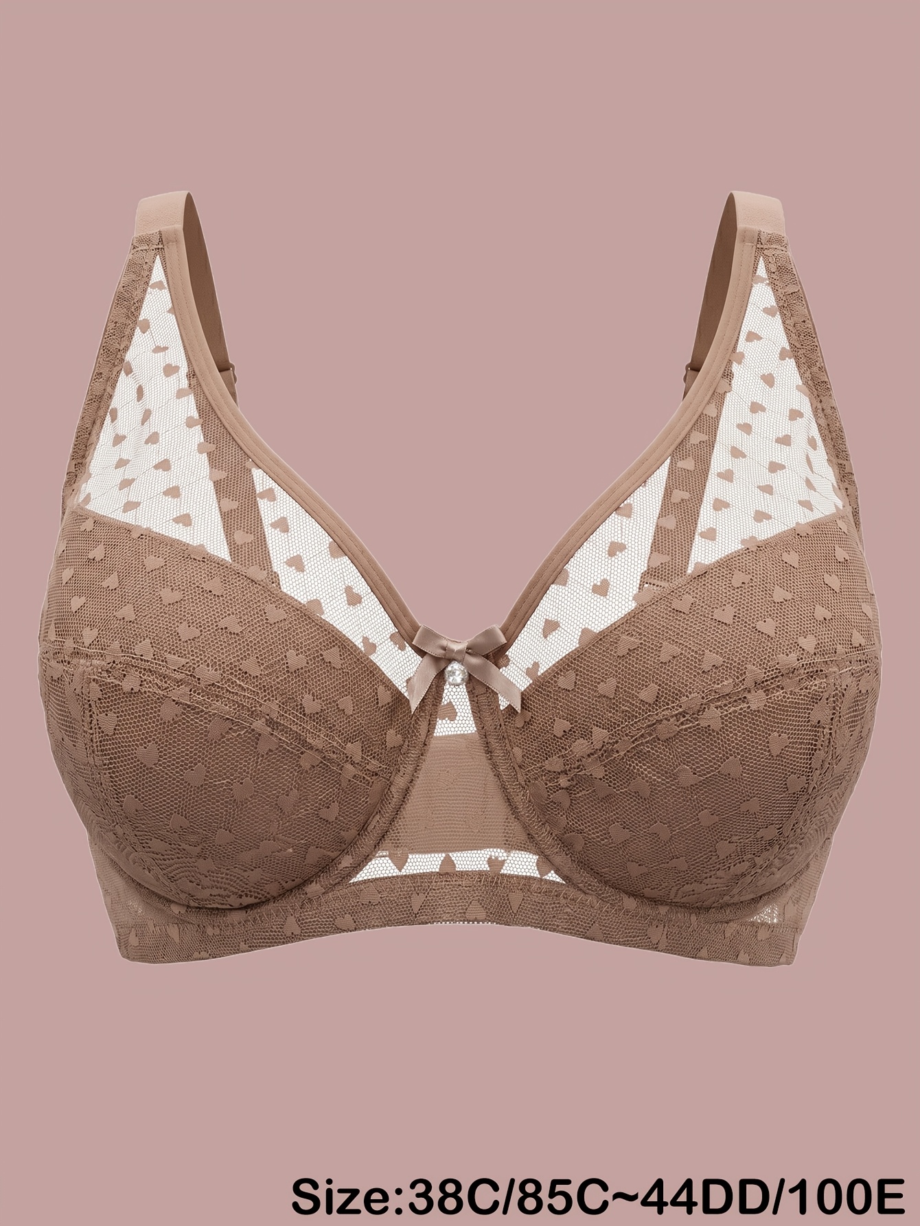 item picture plus size polka dot heart mesh panel underwire bra elegant and chic   mesh high support   bra french romantic sheer heart mesh lightweight   ultra thin breathable non stuffy suitable for daily   dates travel