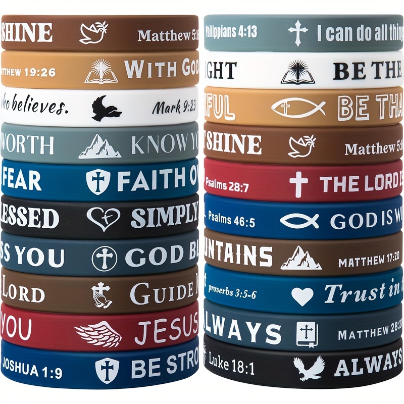 20pcs Bible Verse Silicone Bracelets - Comfortable & Lightweight